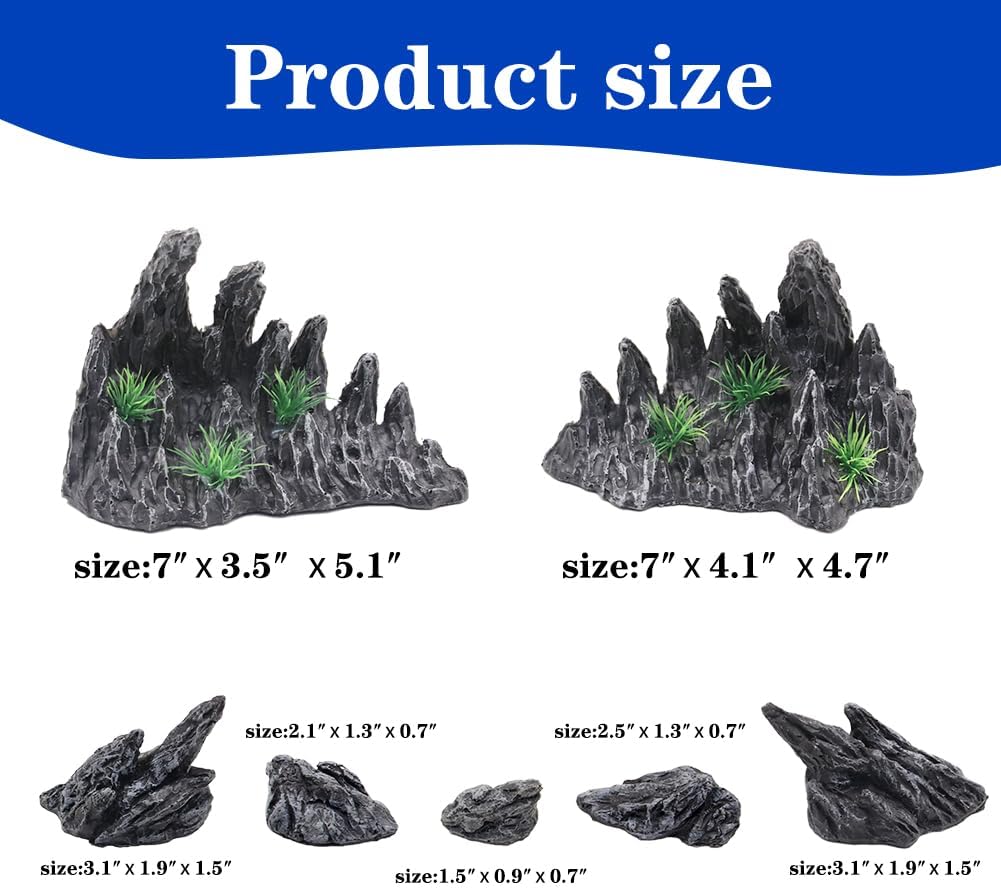 Fish Tank Decor Rocks Aquarium Ornaments, Jagged Canyon Rock Formation Aquarium Decoration Model Kits, Suitable for a Variety of Fish Tank Scenes
