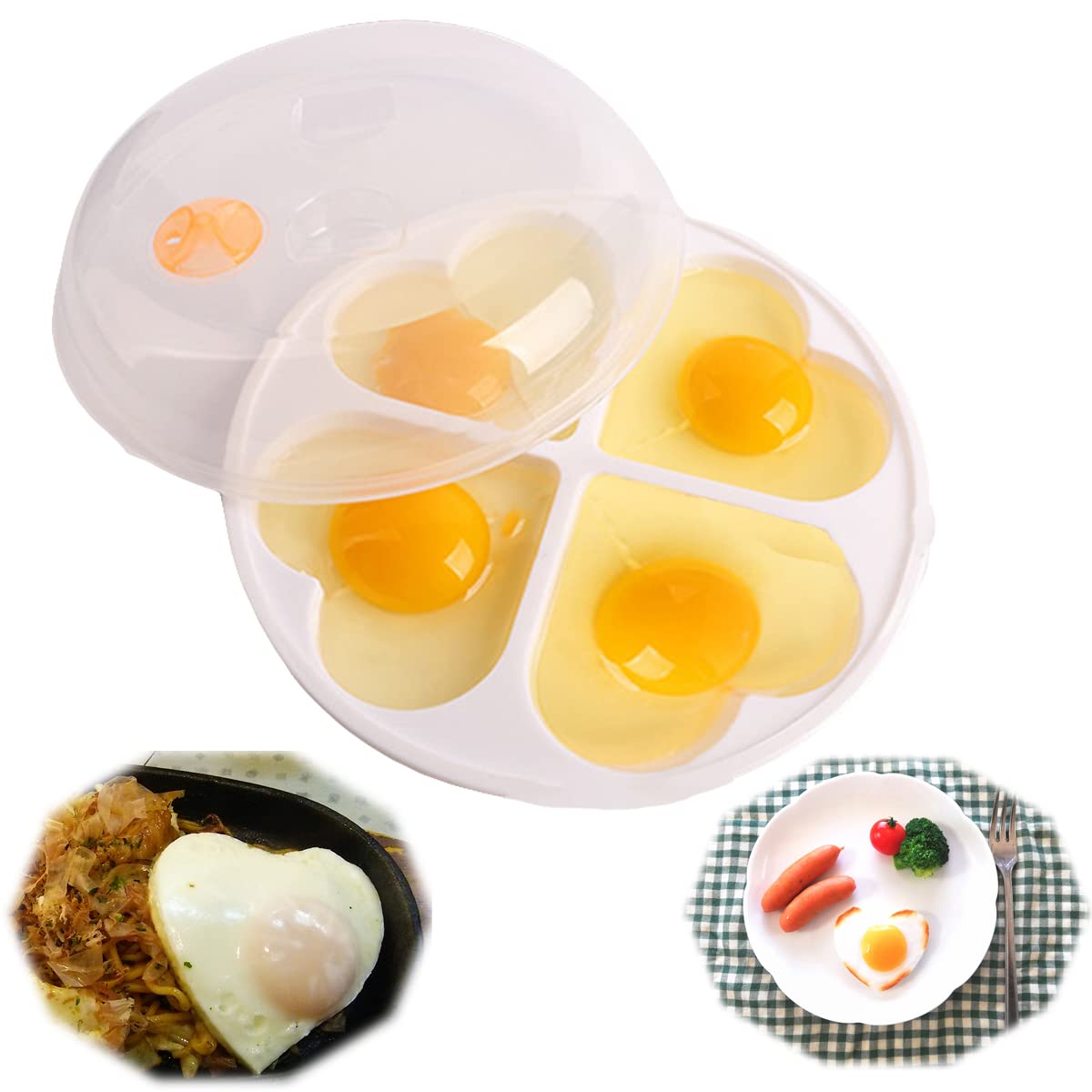 Amazon | manatom 目玉焼きプレート 電子レンジ対応 ハート型