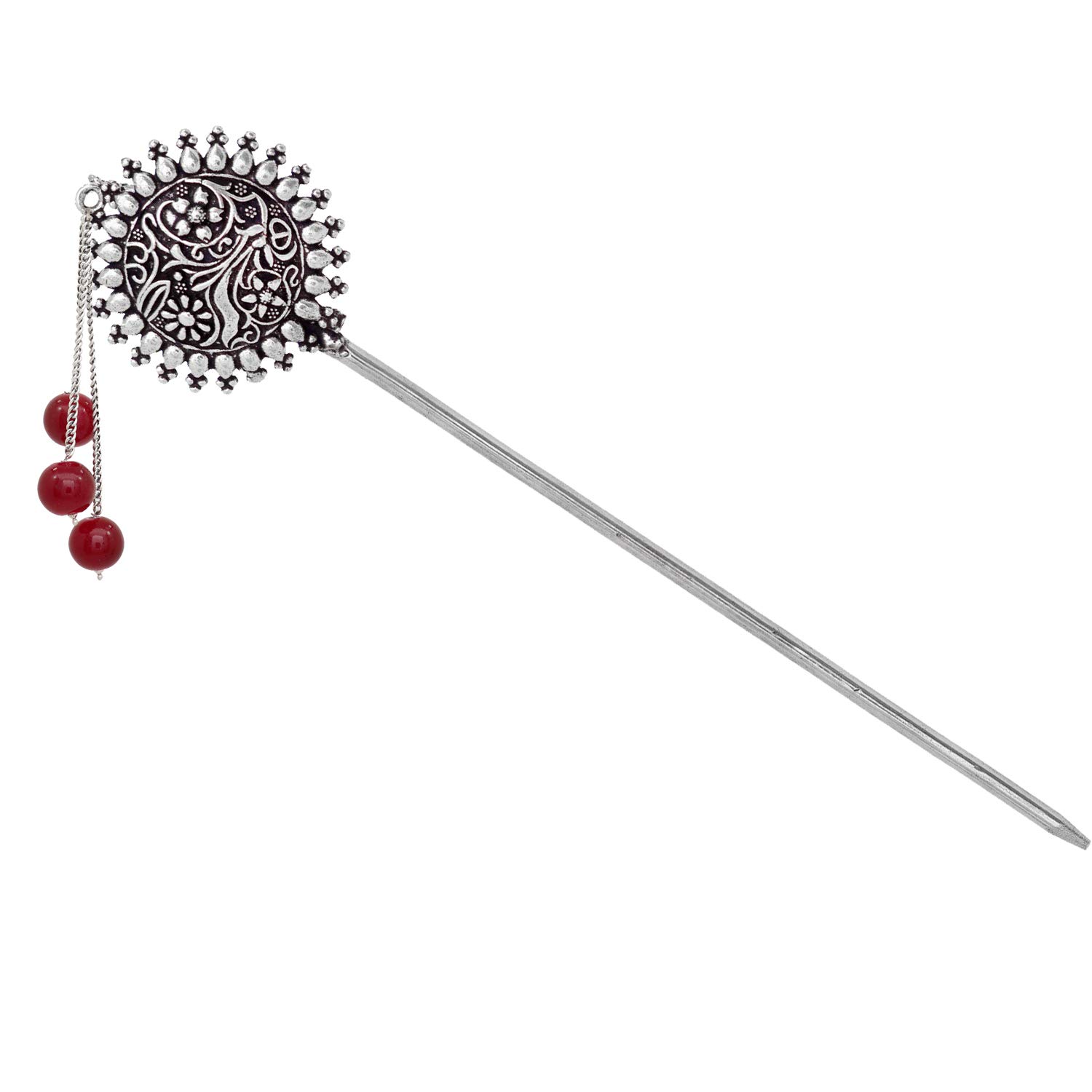 V L INTERNATIONAL Ethnic Style Maroon Non-Precious Metal Silver Plated Hair Bun Stick with Beads Pin for Women and Girls (B07VHNBWWN) Amazon Price History, Amazon Price Tracker