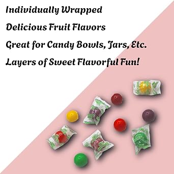 Fruit-Flavored Jawbreakers - Individually Wrapped Assorted 2 Pound Long-Lasting Hard Candy with a Sweet, Tangy, and Fruity Flavor - Approx. 134 Pieces