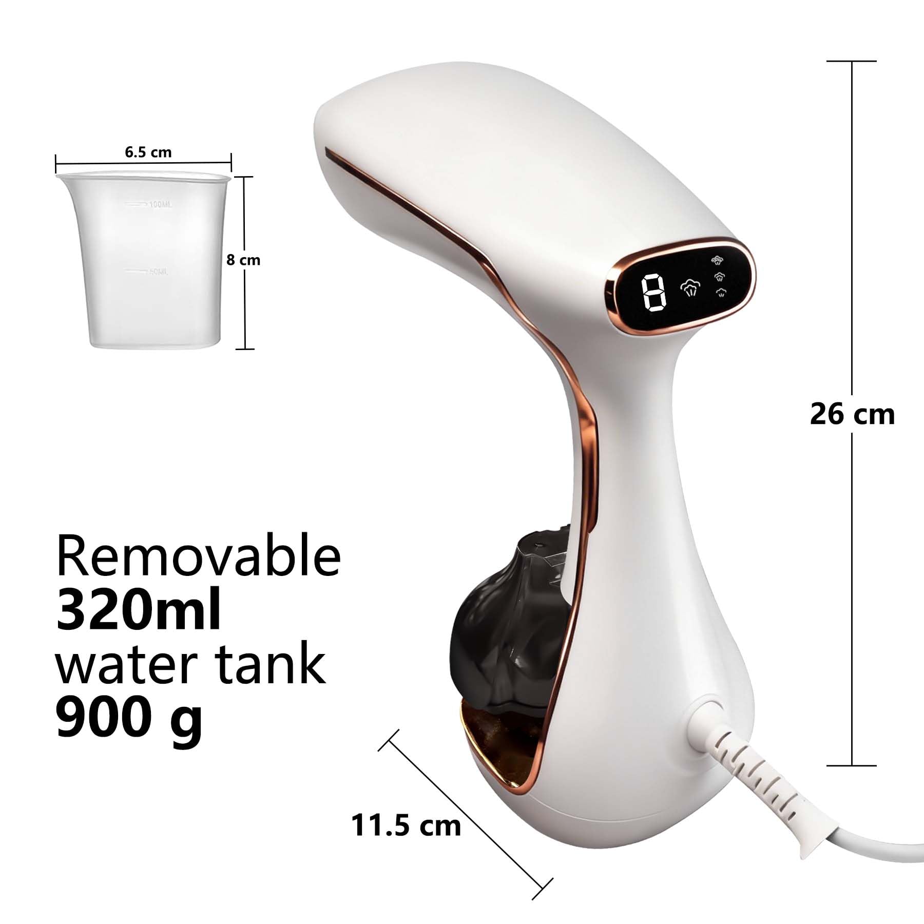 Steamer Steamer Vincitore del test – 1500 W & 300 ml con guanto da stiro & accessori I Pro Steamer Ferro da stiro a vapore Stiemer Ferro per mano held steam iron & go