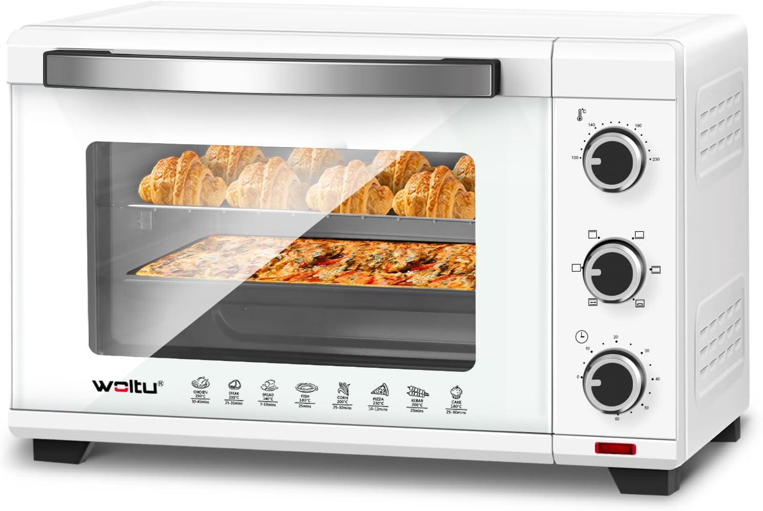 WOLTU Forno per Pizza da 32L, Forno Elettrico con Manopole,