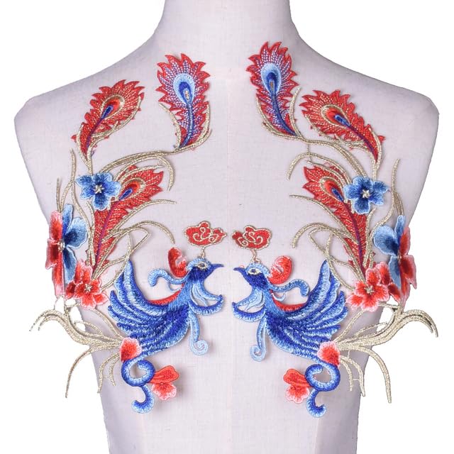 HOTIPS Patch Broderie Phoenix Paon Fleur Dentelle - Badge Couture Vêtements Style 16