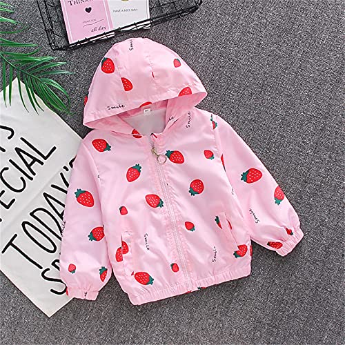 Kelon Toddler Hooded Jackets For Kids Spring Windbreaker Hooded Rain Jacket Raincoat Outwear Baby Boys Girls 1-6 Years #01 Strawberry 18-24 Months #TOP1