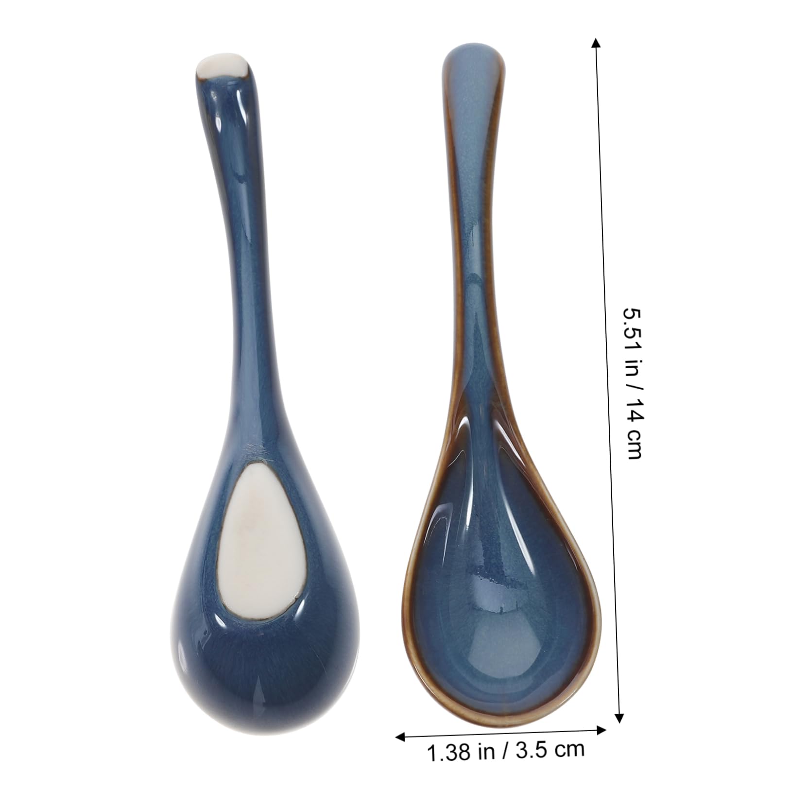 NAMOARLY 2pcs Ceramic Spoon Mini Ravioli Asian Soup Spoon Appetizer Spoon Stew Spoon Asian Rice Spoon Pottery Spoons Japanese Ramen Noodles Miso Soup Spoons Japchae Noodles Basting Ceramics