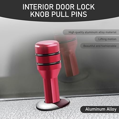 Miniatura 3 de Slykew 4 pomos para cerradura de puerta de automóvil, 0.47 x 1.93 pulgadas, aleación de aluminio, pasadores de bloqueo de puerta interior,