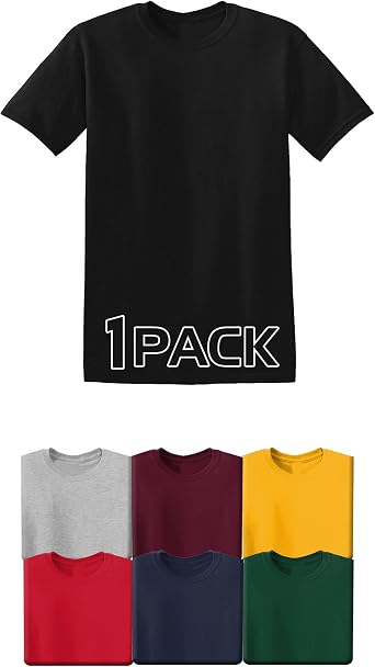 Mens Heavy Cotton 5000 T-Shirt Multipack, Bulk Unisex Short Sleeve Crew Undershirt Tee -Custom Color Set Remeras para Hombre