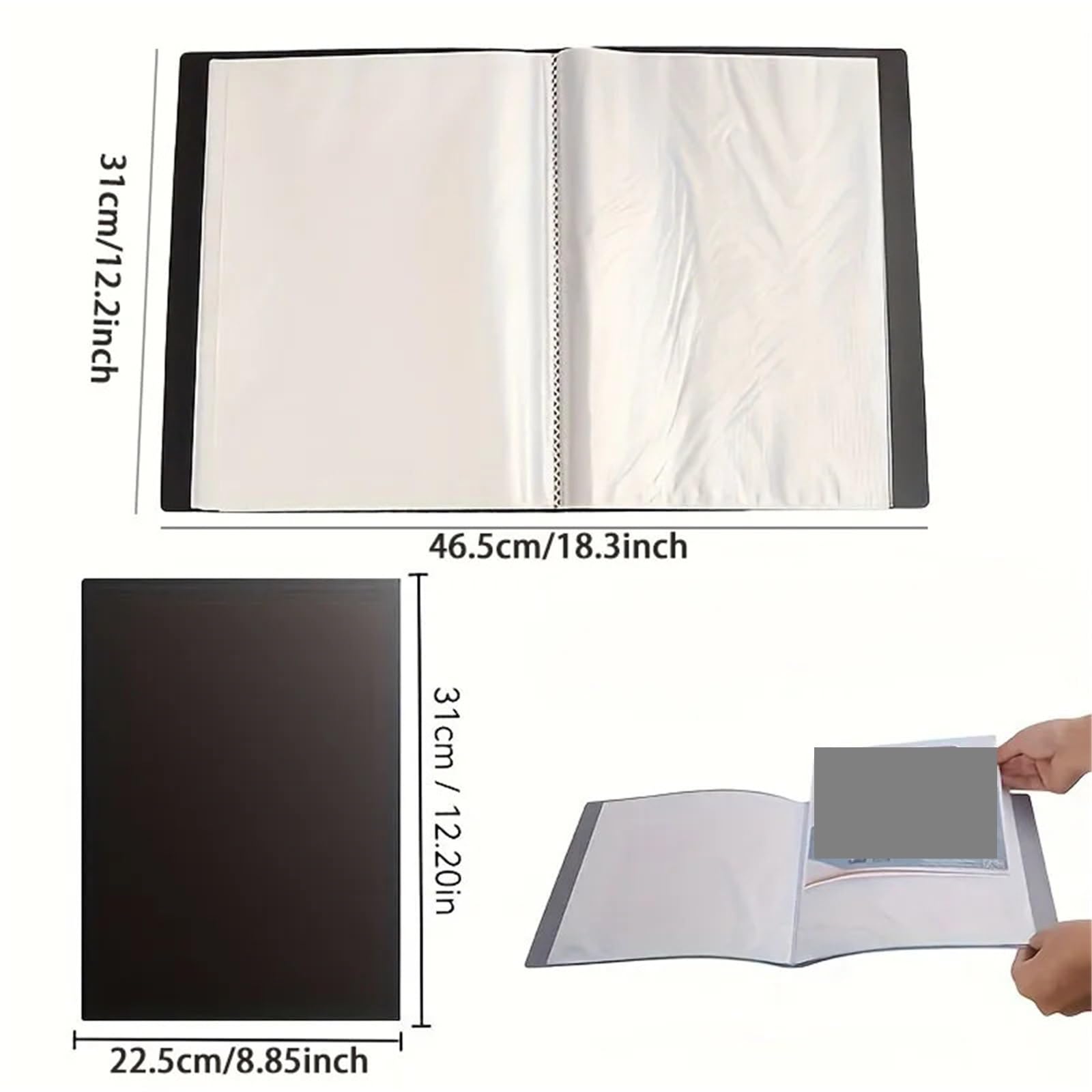 Carpeta de bolsillo for libro presentación (negra), 4 Uds. Con funda plástico for mostrar 40 páginas documentos A4, certificados y recuerdos Para Portafolio