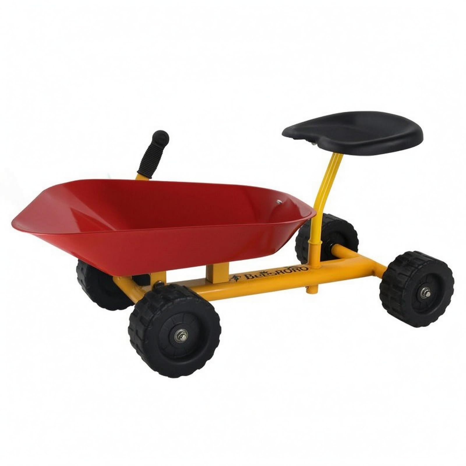Kinder Baufahrzeug Sandkarren Sandwagen Schubkarre Spielfahrzeug mit Stabilem Sitz Und Rillenrädern aus Carbonstahl Und für Sandkasten Strand Garten, Rot