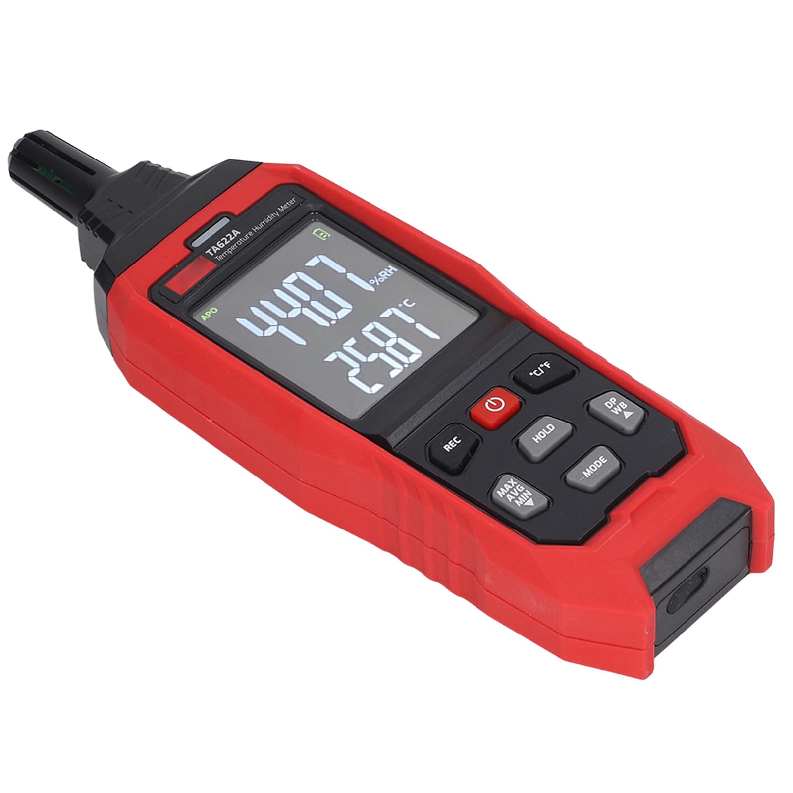 Yctze Medidor Digital de Temperatura de Humedad con Pantalla LCD de Alarma para Pruebas de Punto de Rocío y Bulbo húmedo: Sensor y Diseño Portátil