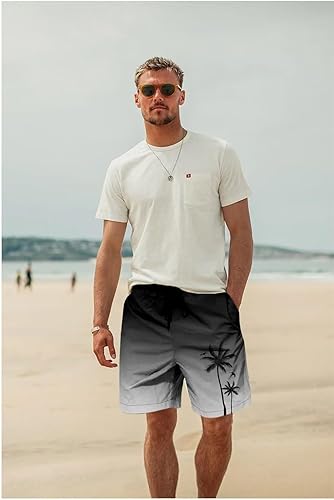 Miniatura 3 de Traje de baño para hombre estilo hawaiano, con forro de malla, tipo short para playa, con bolsillos