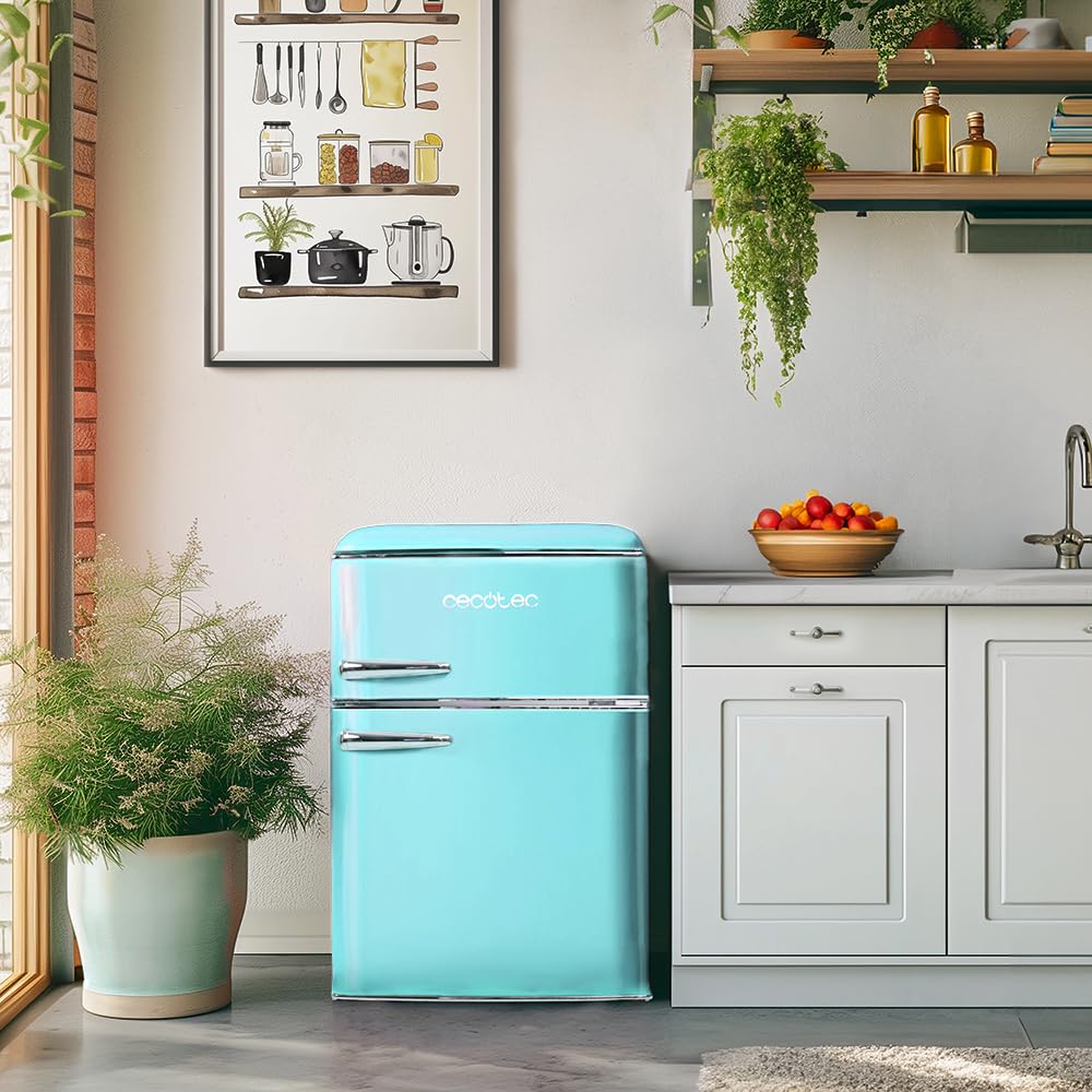 Cecotec Bolero CoolMarket 2D Origin 86 Blue E Réfrigérateur 2 Portes 86L Retro Total No Frost IceBox Bleu