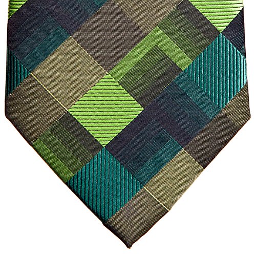 Retreez Vintage Geometric Pattern Woven Microfiber 3.15" Men's Tie - Green #TOP1