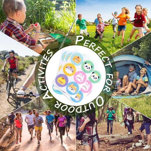 Image of 144 pcs Mosquito Repellent Patches, Mosquito Stickers for Kids Cloth, Mosquito Patches, Outdoor Adventures and Daily School Protection, Patches with 2 Wristbands and Cute Animal Designs