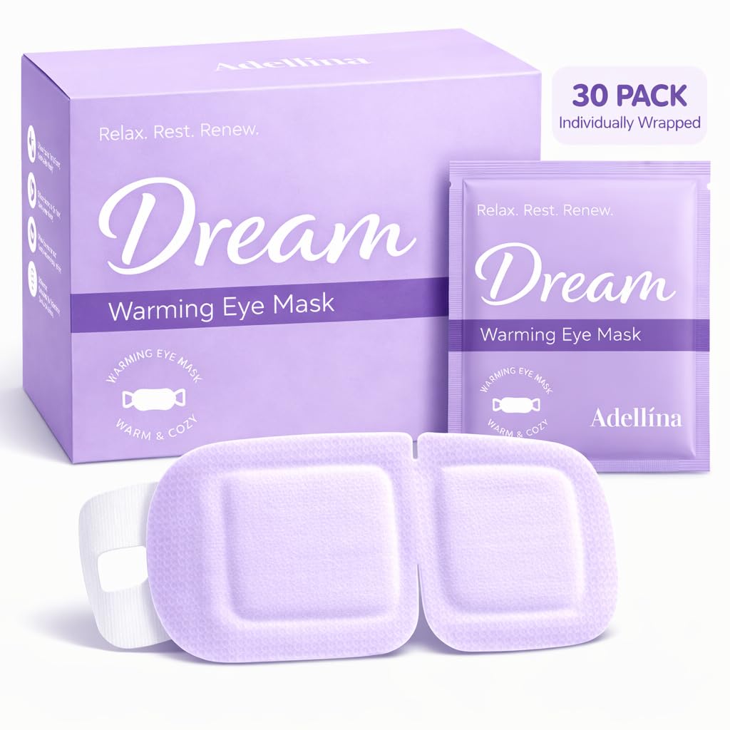 Adellina Confezione da 30 maschere per occhi a vapore, autoriscaldanti, per occhi secchi, riscaldate alla lavanda, per dormire, rilassarsi, occhi gonfi e viaggi