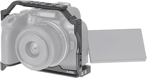 Miniatura 5 de FocusFoto Kit de jaula para cámara con mango superior para cámara sin espejo Canon EOS R10, equipo de video de aluminio con riel NATO, zapata fría,