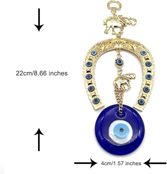 Blue Evil Eye Decor Wall Hanging Ornament Amulet for Home, Office, Car Decoration-Sign of Protection, Blessing and Strength