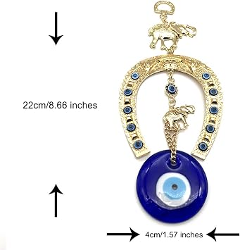 Blue Evil Eye Decor Wall Hanging Ornament Amulet for Home, Office, Car Decoration-Sign of Protection, Blessing and Strength