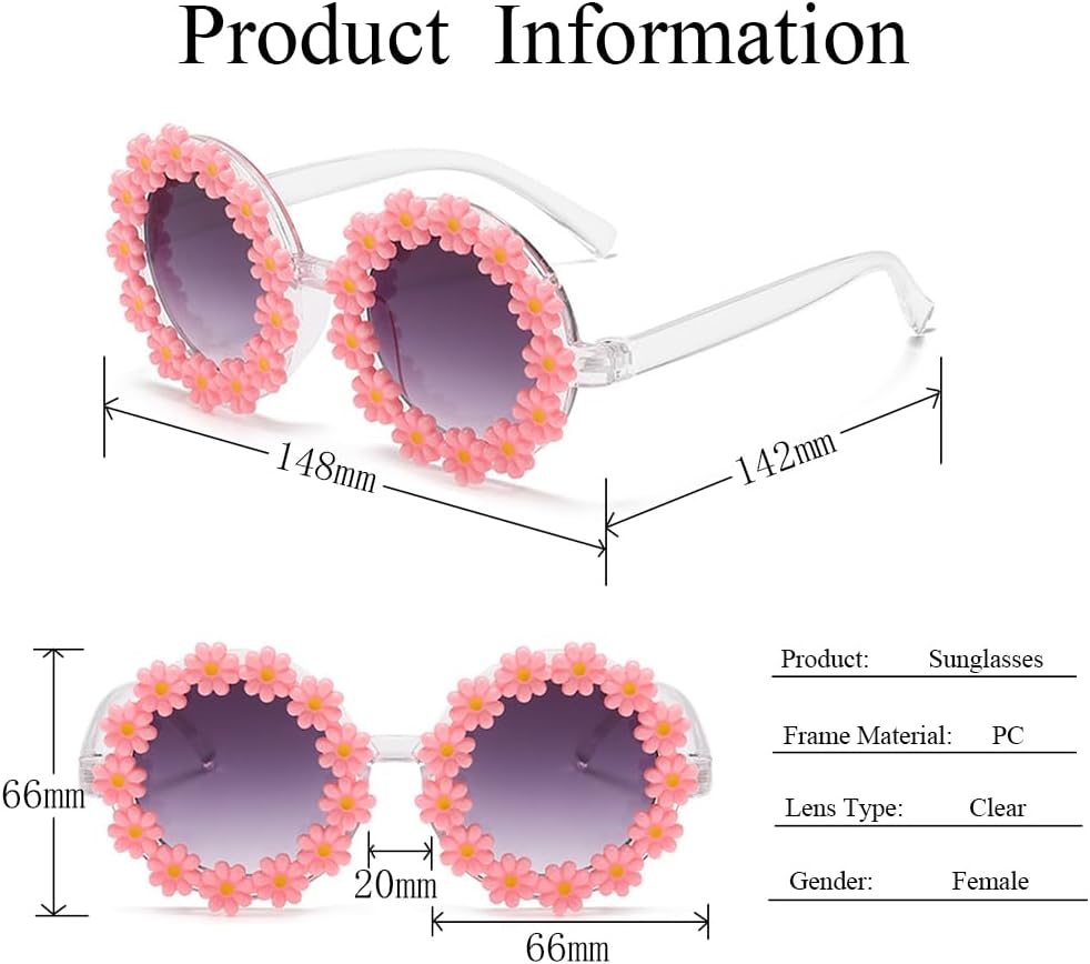 Women round Flower Sunglasses Flower Cute Glasses UV 400 Protection for Outdoor Beach - Image 6