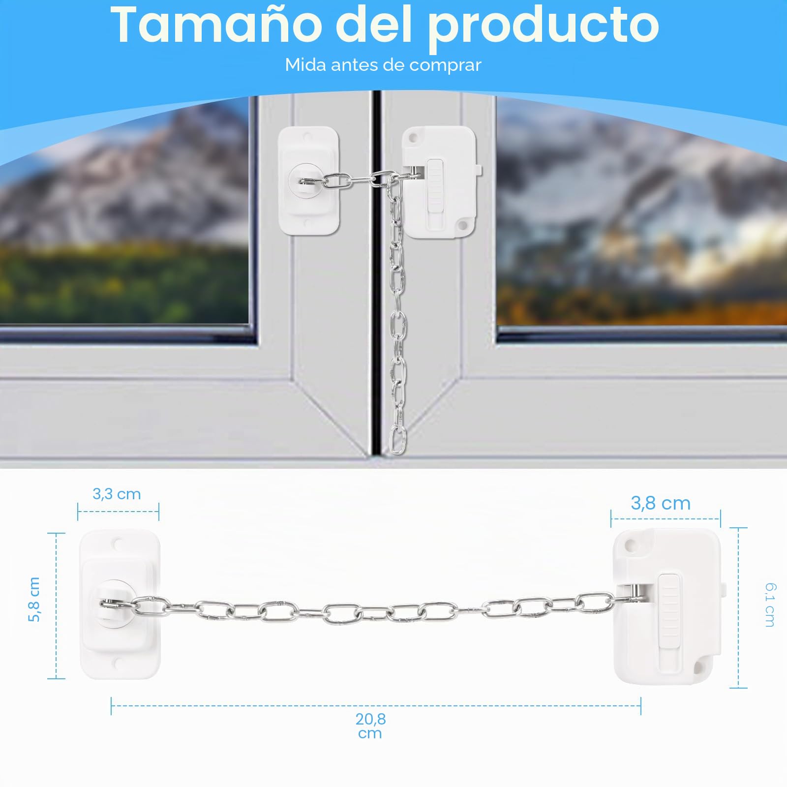 2 cierres ajustables para ventana de seguridad infantil, autoadhesivos, grises para bebés, niños pequeños, mascotas
