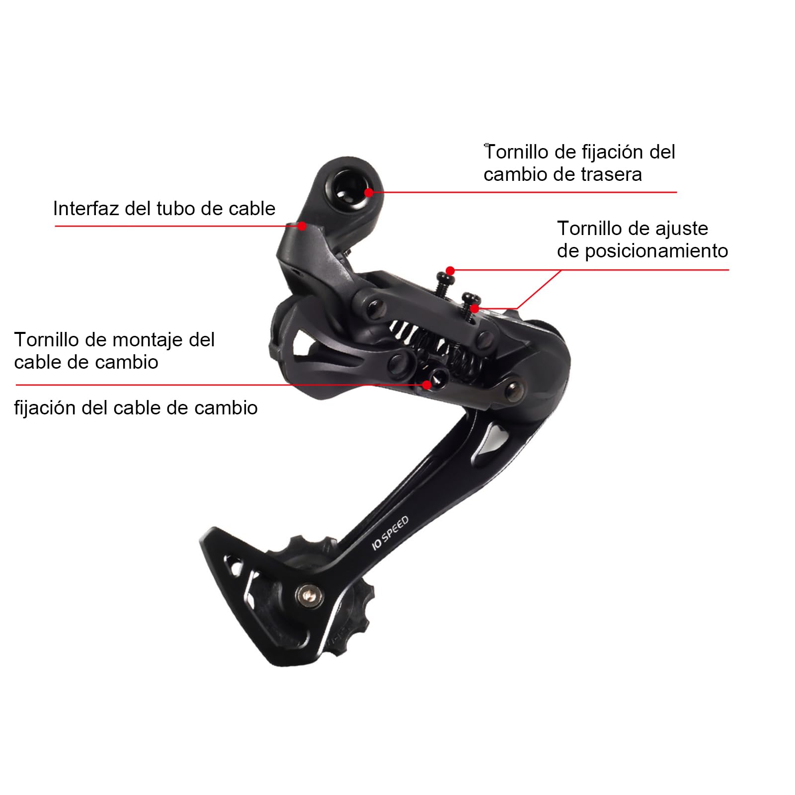 Cambio posteriore 10 V per Shimano/Sram,Deragliatore posteriore 10 velocità MTB,Leva del cambio 10 V - Leva del cambio per mountain bike, cambio da strada 10 V.