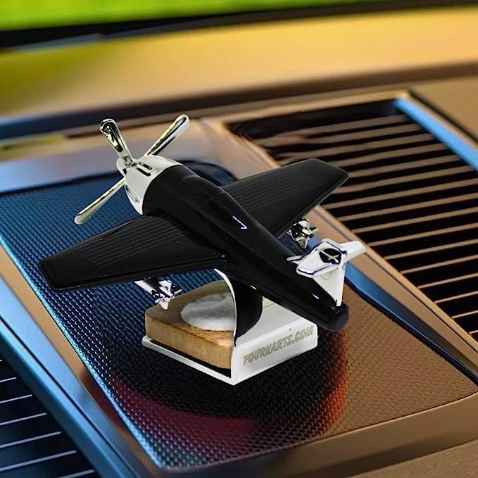 YOURKARTS Solar Powered Car Perfume Air Freshener with Rotating Airplane Propeller | Dashboard Long-Lasting Aromatherapy Diffuser | Long Lasting Fragrance | Car Interior Accessory