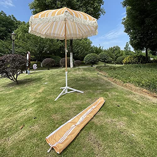 Parasol de plage hôtel en bois avec filet crème solaire