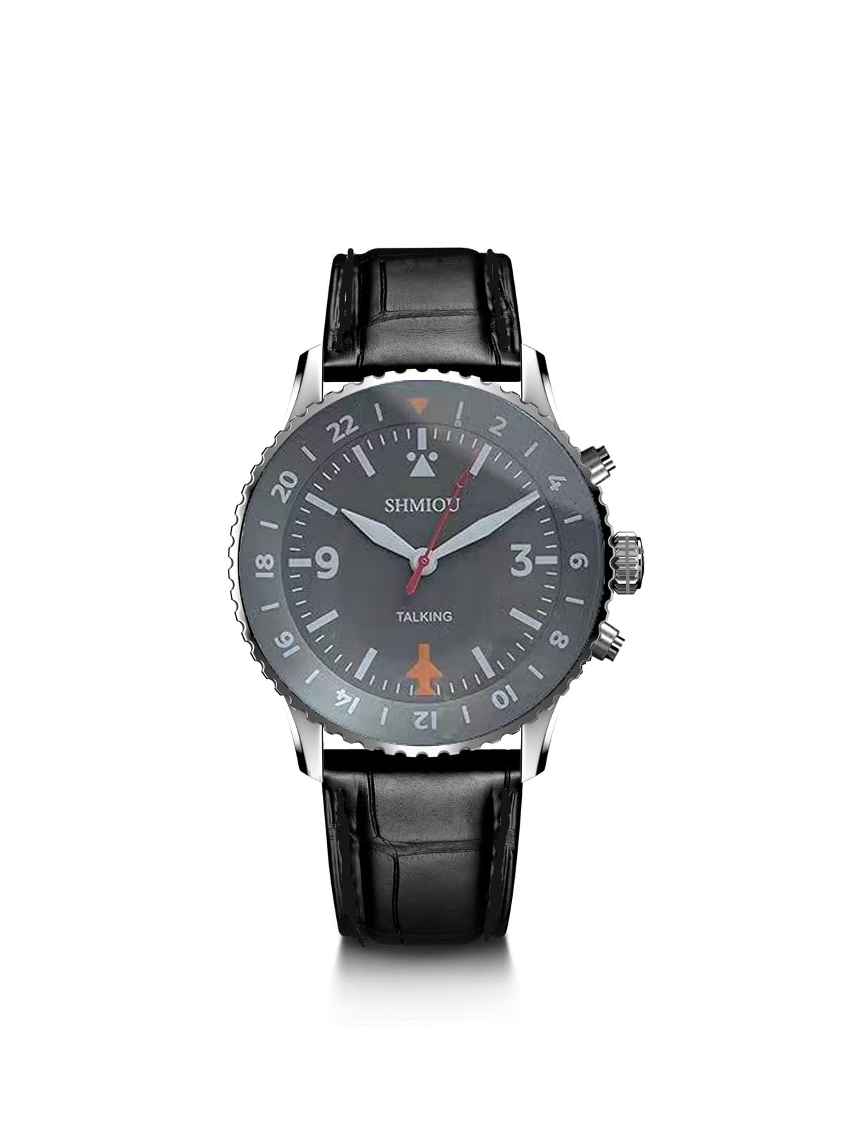 Orologio parlante per anziani ciechi ipovedenti Bracciale in pelle nera XM-IT-230601