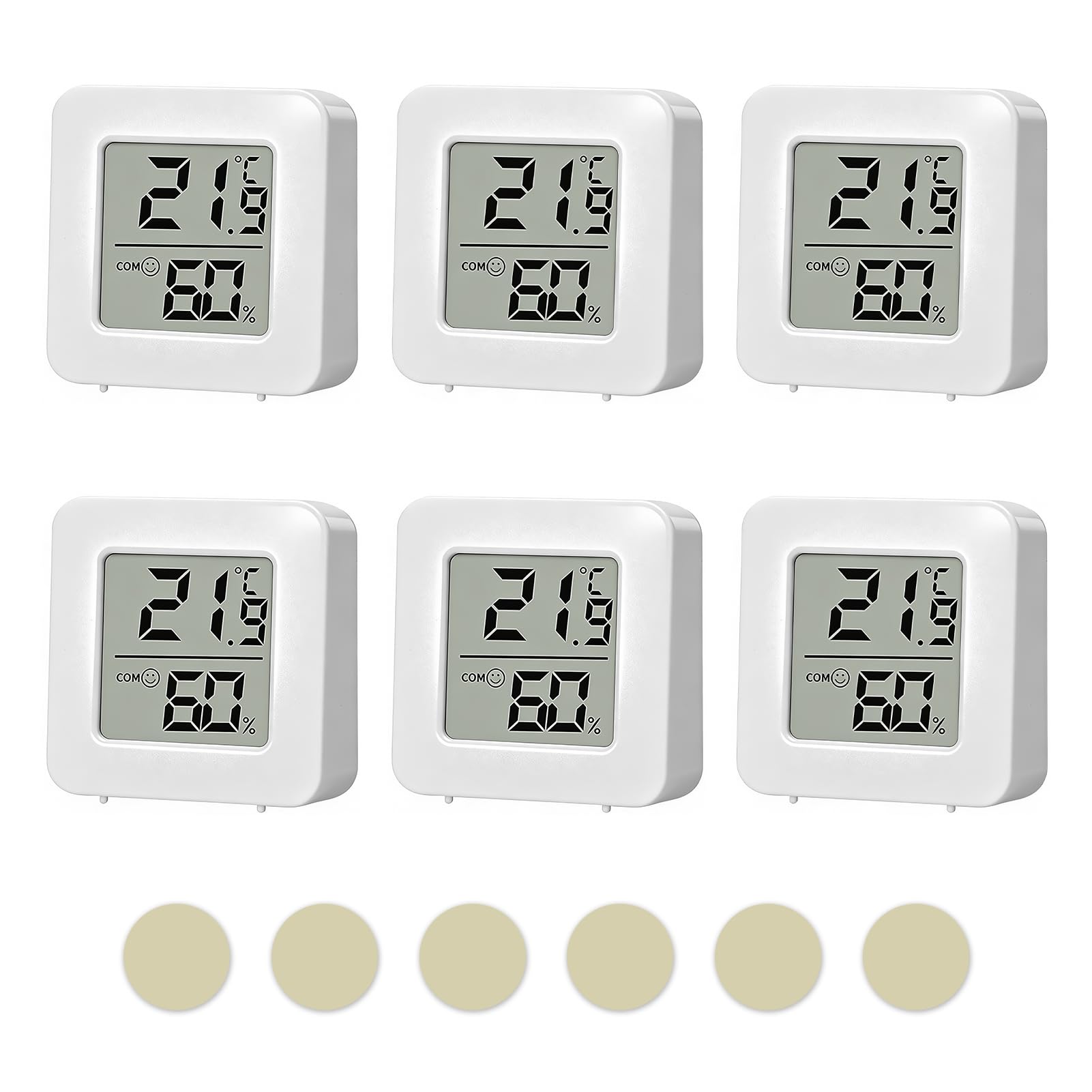6 Pack Room Thermometer, Indoor Thermometer Hygrometer Mini Digital Temperature Humidity Meter LCD Display Air Comfort Indicator Readings Celsius or Fahrenheit Home Greenhouse Office Garden Cellar