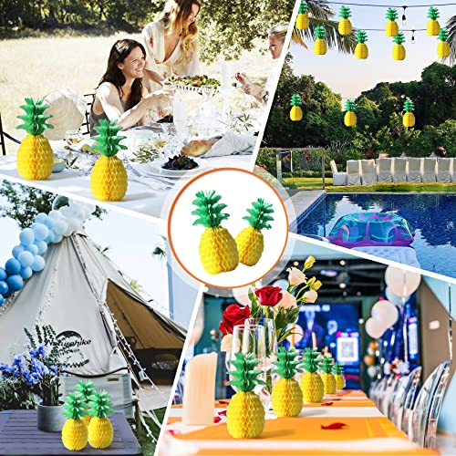 Huianer Pineapple Honeycomb Centerpieces 6Pcs 14Inch Pineapple Decorations Pineapple Table Hanging Decorations For Tropical Hawaiian Jungle Summer Party #TOP3