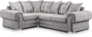 Grey Fabric Corner Sofa-Verona Small Corner Sofa 2C1 220 X 160 cm- 4 Seater Sofa - Corner Sofas for Living Room - Cheap Sofa Sale-Left/Right Hand side- Delivery All Over UK (RIGHT 220 X 160 CM)