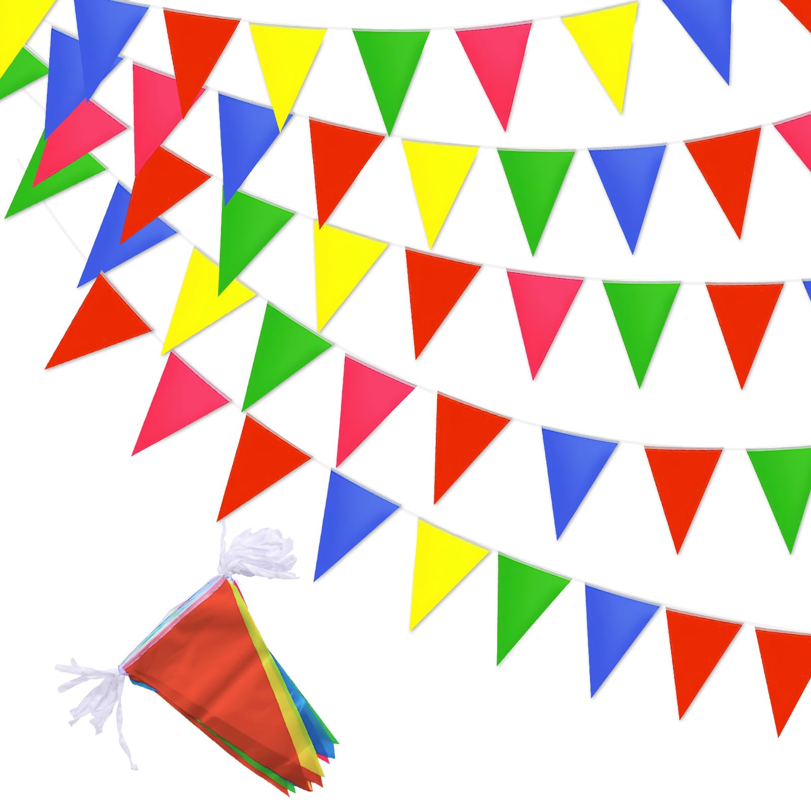 Bandierine in tessuto, 36 m, multicolore, vintage, triangolari, 3 pezzi