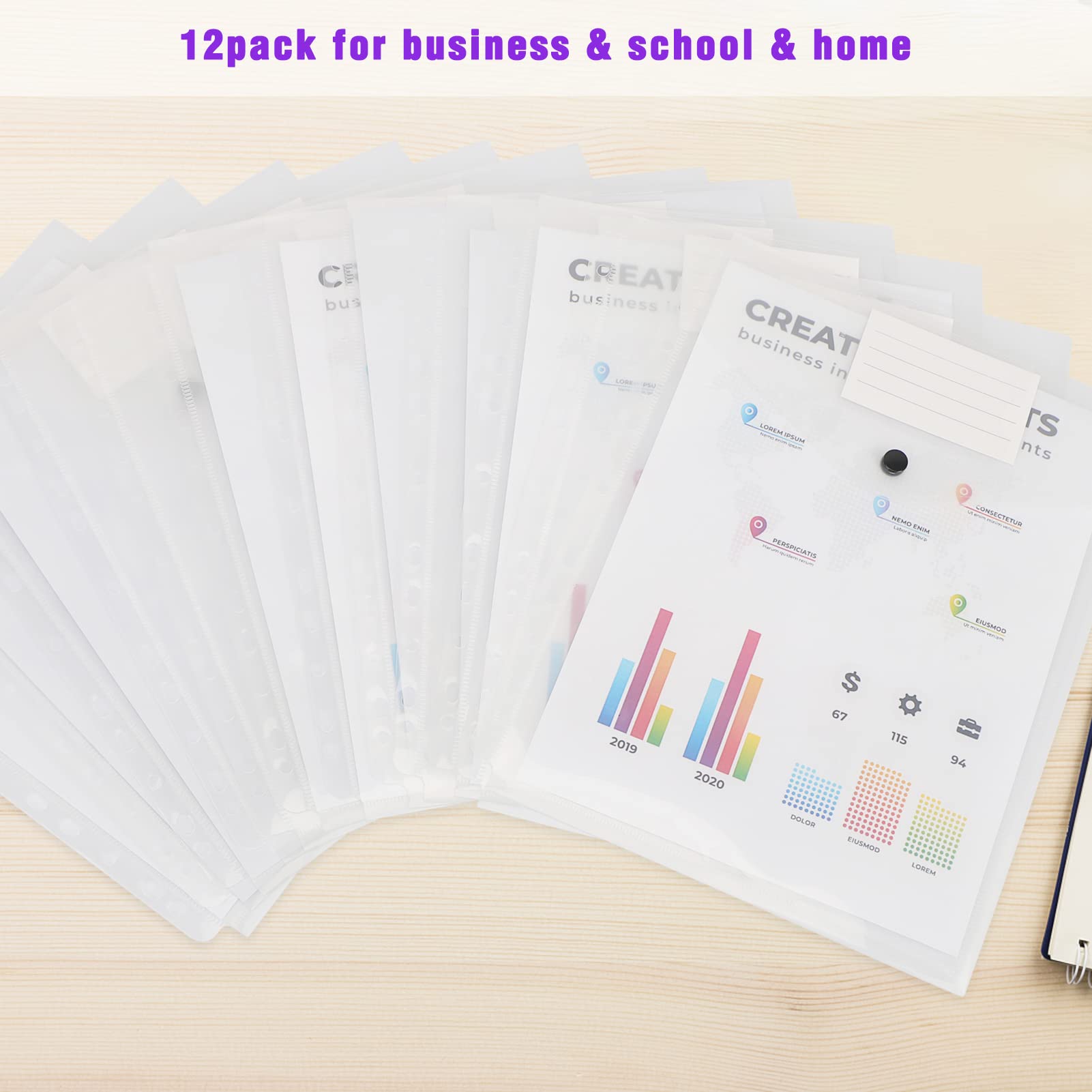 JIKIOU Präsentationsmappe A4 - 40 Taschen Projektordner 3er Set Schwarz