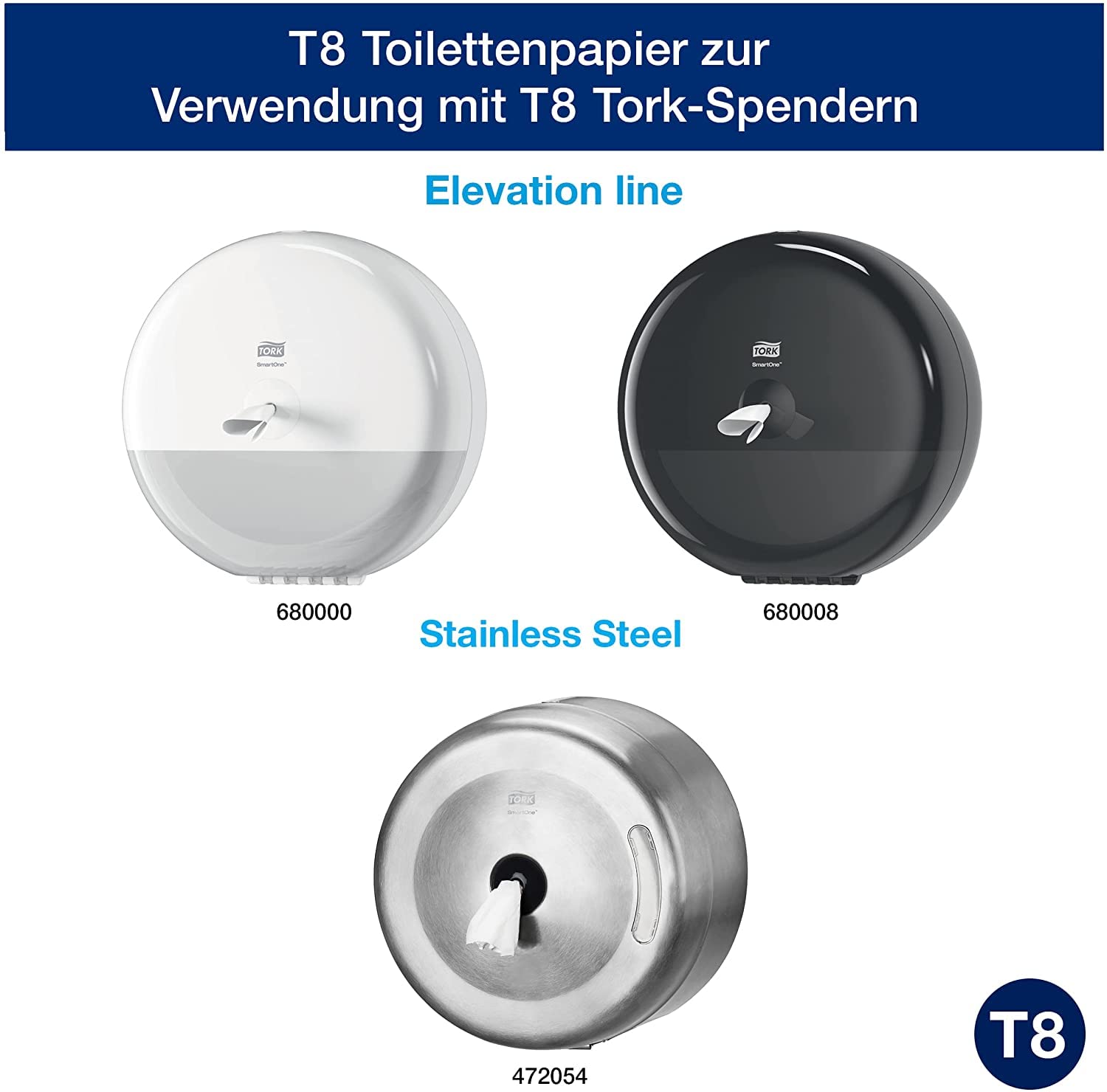 Tork SmartOne Toilettenpapier Weiß T8, Advanced, 2-lagig, 6 × 1.150 Blatt, 472242