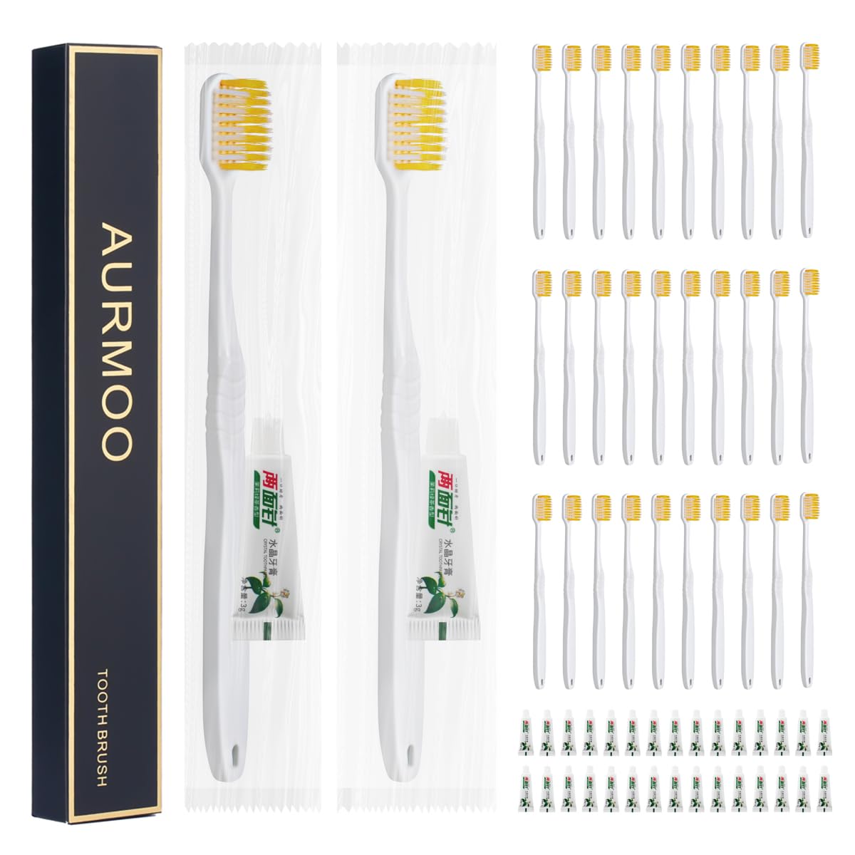 Disposable Travel Toothbrushes with Toothpaste Tooth Brush Pack of 30 Count Brushes Disposable Toothbrushes for Work or Travel