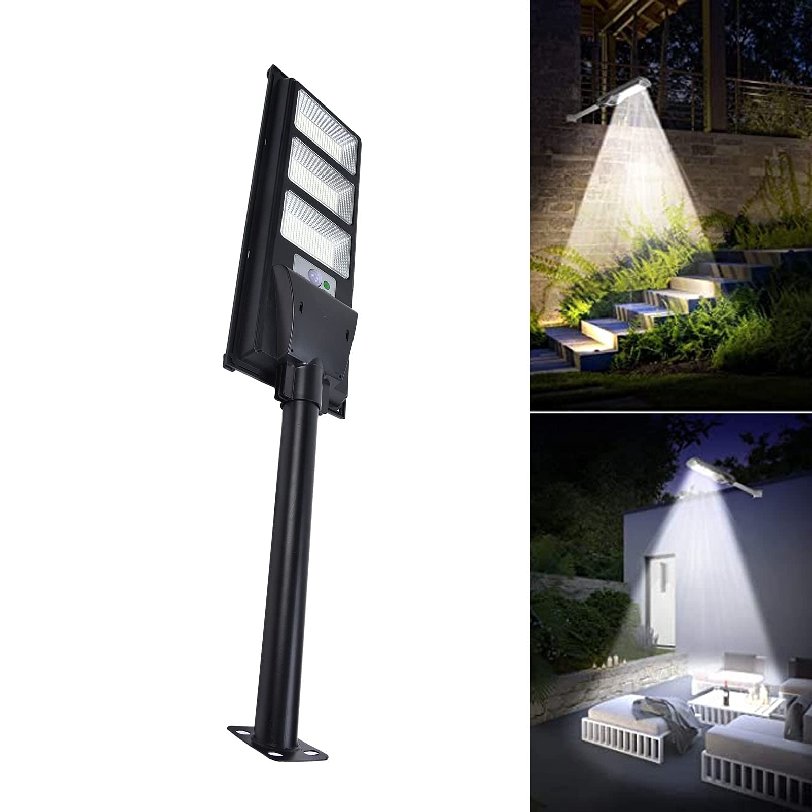 Réverbère solaire de 500 W LED Télécommande Minuterie Capteur de mouvement par induction du corps humain IP65 Lumière de jardin imperméable extérieure pour rues, trottoirs