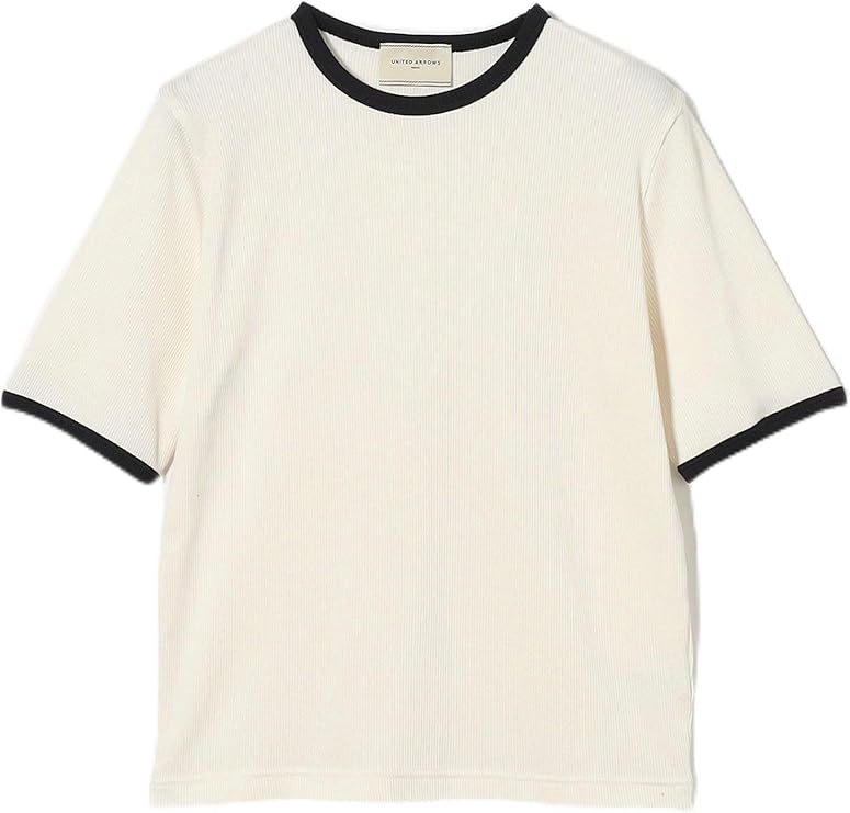 UNITEDARROWS リブバイカラーパイピング Tシャツ　ホワイト リブ バイカラーパイピング Tシャツ