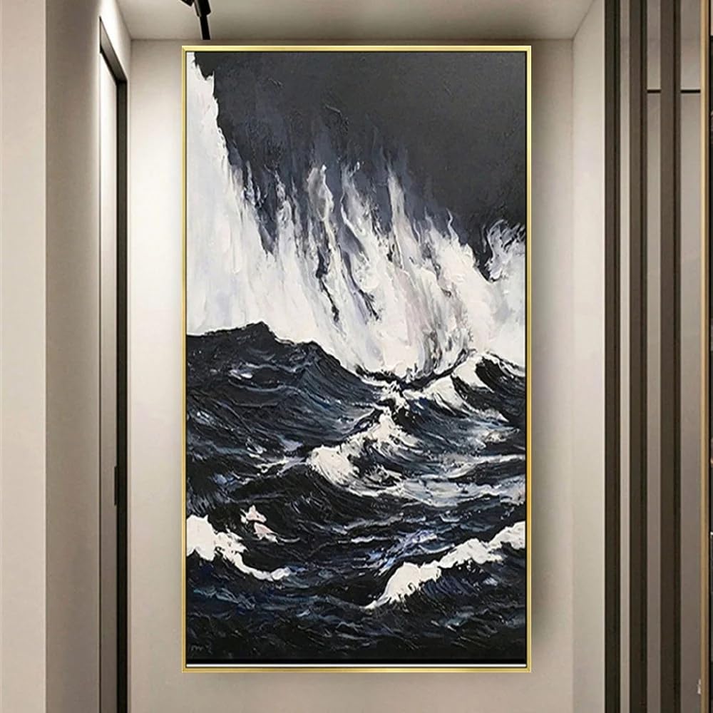 GOSRD Canvas Prints Painting The Sunset Sea On Wall Art Modern Home Decor Storm Ocean Wave(50X100cm)