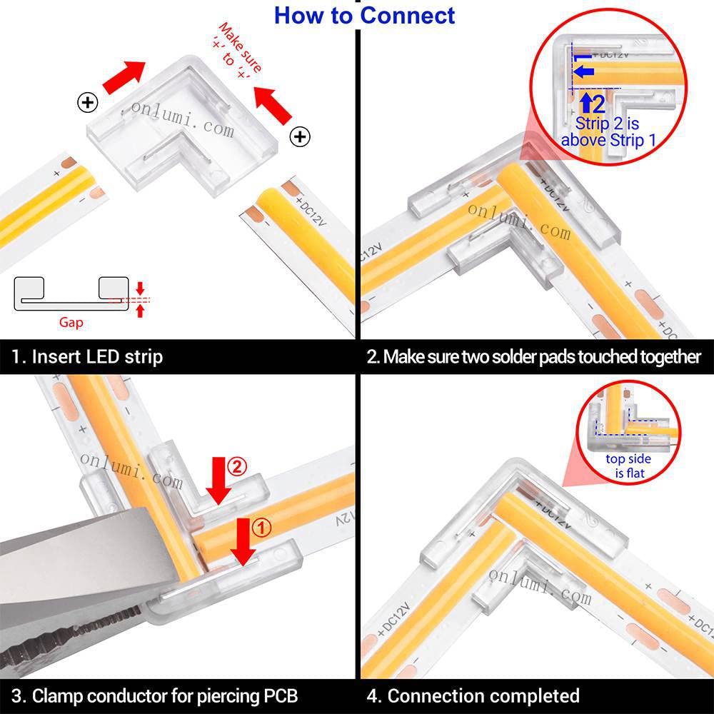 Led L Connector Led Light Strip Connector 5PIN 12MM L Shape 2 Pin Right Angle Corner ...