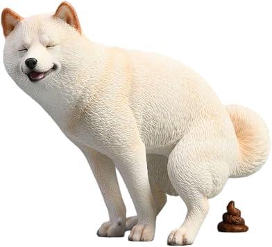 Shiba Inu Statue of A Pooping Dog, Mini Shiba Inu Figurines, Resin Dog Statue, Creative Funny Shiba Inu Pooping Craft, Shiba Inu Car Decor, Realistic Animal Statues, Gifts for Home OfficeWhite