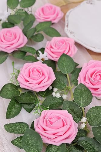 Miniatura 6 de MACTING Flores de rosas artificiales, toque real para bricolaje, ramos, fiesta de boda, baby shower, hogar, decoración de árbol de Navidad, 60 piezas