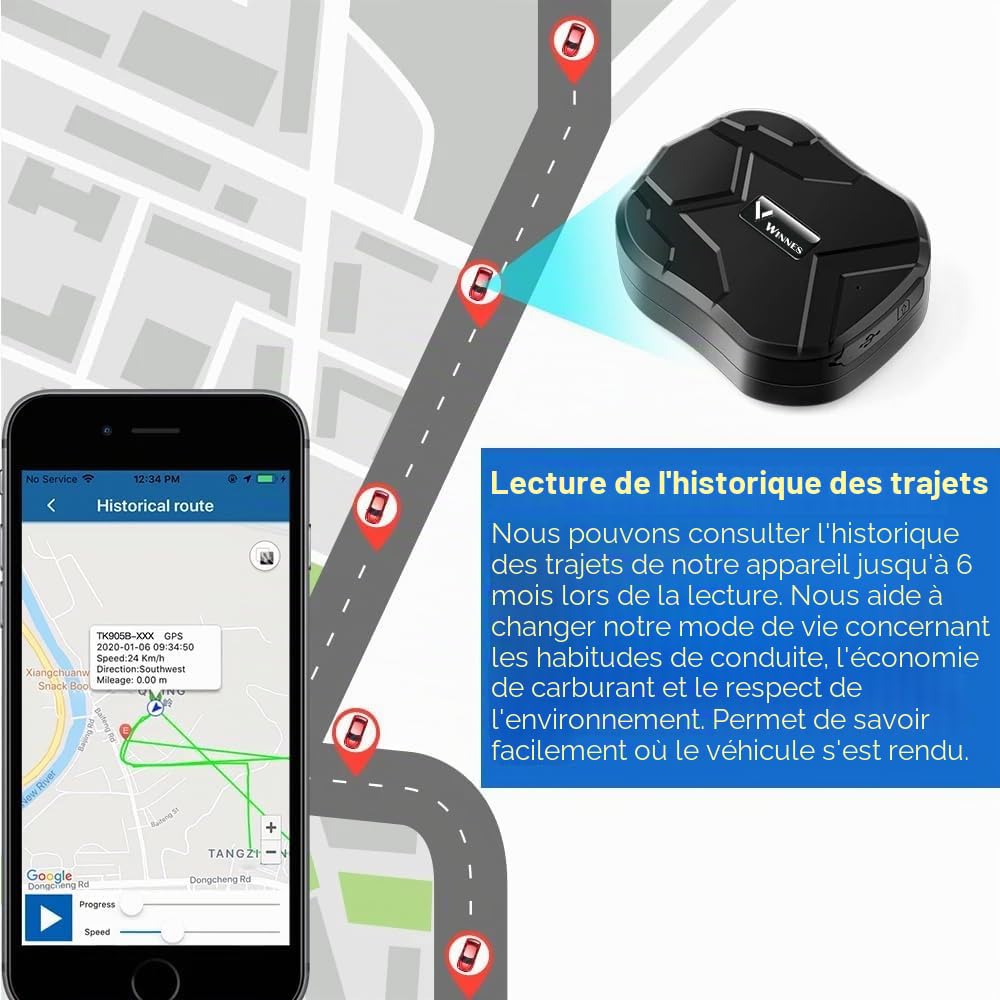 Traceur GPS Voiture 4G LTE 20000mAh - Autonomie Jusqu'à 240 Jours, Tracker GPS Moto Magnétique sans Perçage, Localisateur GPS Anti-Vol avec Alarme Vibration/Géofence pour Gestion de Flotte TK905Pro