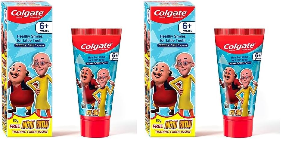 Colgate Kids Toothpaste For 6+ Years, Motu Patlu, Bubble Fruit Flavour, Gentle Protection Tooth Paste With 50% Lesser Abrasive Formula For Protecting Against Cavities, Enamel Protection, 80G-image-24