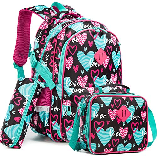 MOHCO Kids Backpack 16 in School Bookbag with Insulated Lunch Box Pencil Case Lightweight Student Bookbag for Girls and Boys