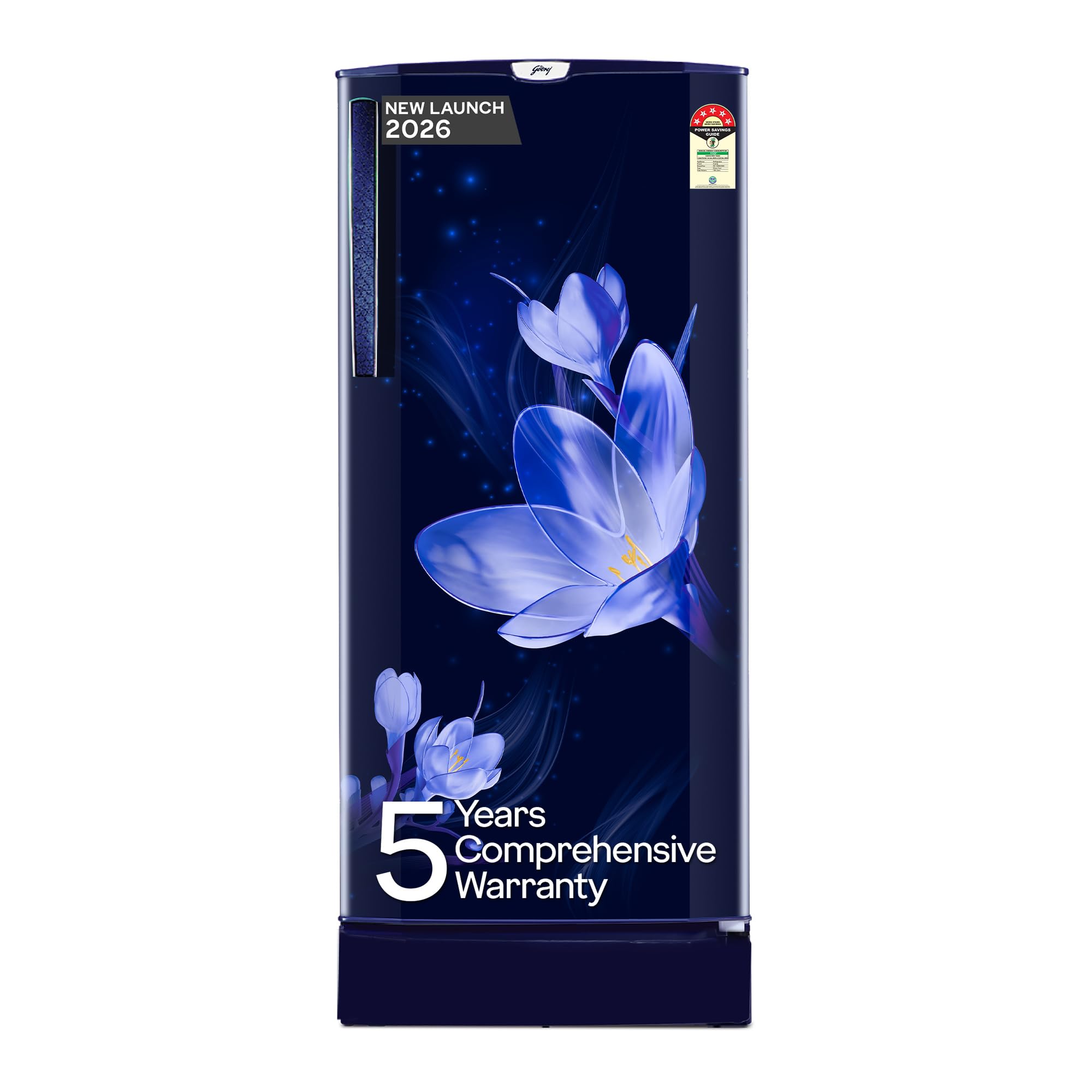 Godrej 185L 5 Star with 5 Years Comprehensive Warranty | Advanced Inverter Technology | 22L Jumbo Vegetable Tray | 2.5L Bottle Space | Single Door Refrigerator (RD 195EN TAI MY BL, Mystic Blue)