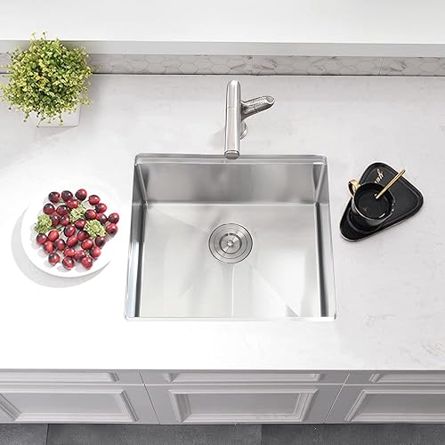 Miniatura 3 de BoomHoze Fregadero de barra de montaje inferior de 21 pulgadas, fregadero de cocina de montaje inferior de 21 x 18 pulgadas, estación de trabajo,