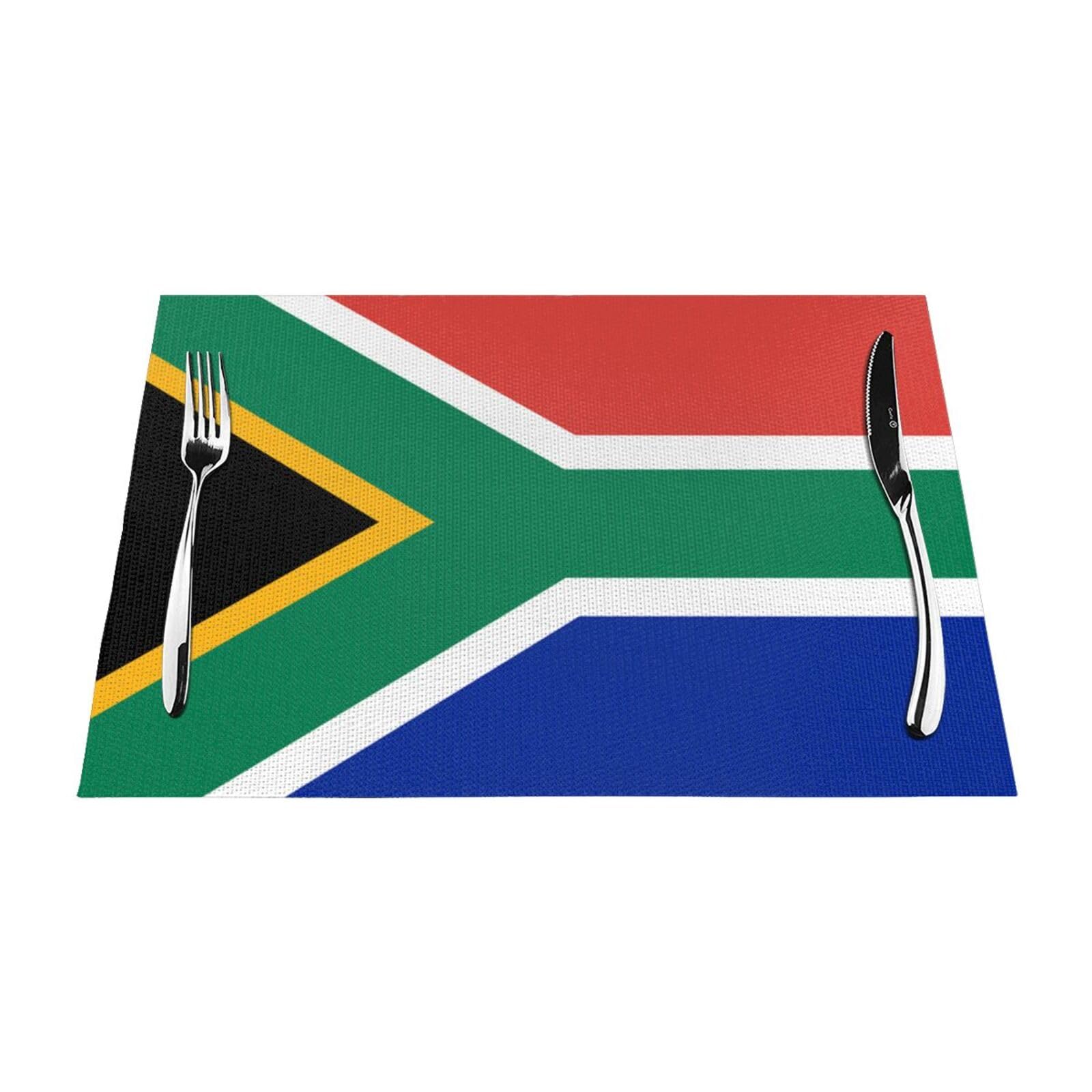 PVC Placemat Set of 1 PCS, 45x30 CM, South Africa flag Printed Non-Slip Heat Resistant Place Mats for Kitchen Dining Table Indoor Outdoor