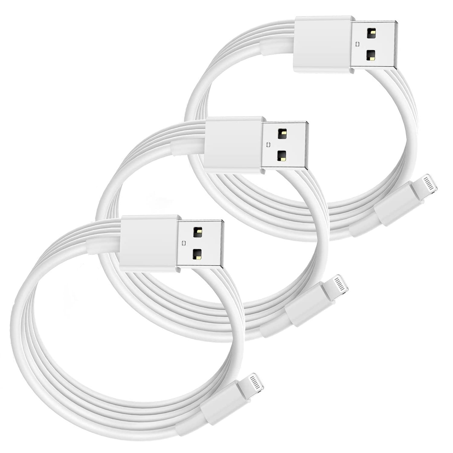 3 Pack [Apple MFi Certified] Lightning to USB Cable (2 m), Original iPhone Charger Fast Connector Data Sync Transfer Cord Compatible with iPhone 13/12/11Pro/SE/XS MAX/XR/8/7/6 Plus, iPad, Airpods