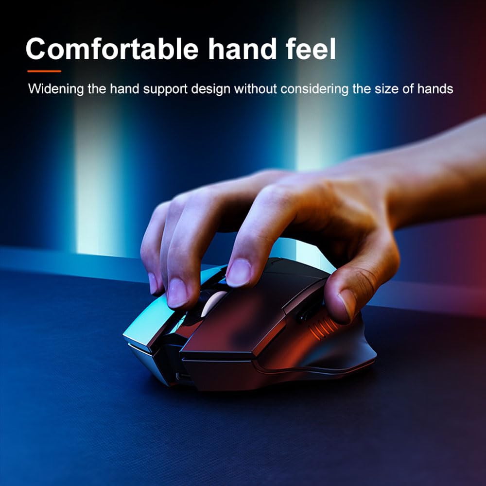INPHIC Multi-Device Bluetooth Mouse, Upgraded Visible Battery, 2400 DPI, Silent Ergonomic Computer Wireless Mouse for Laptop, Mac, PC etc. - Image 2