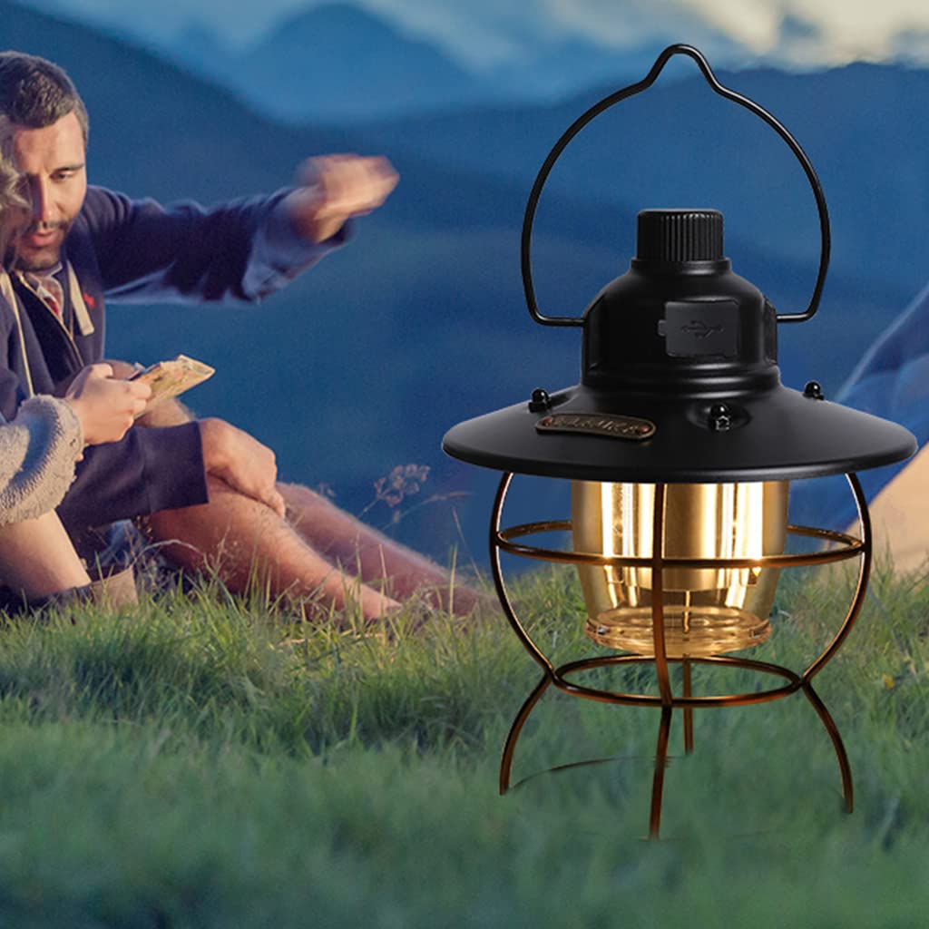 Lampa wisząca w stylu vintage, lampa kempingowa z 3 trybami świecenia, latarnia LED